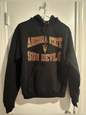 Black pullover hoodie with bold Arizona State Sun Devils chest graphic